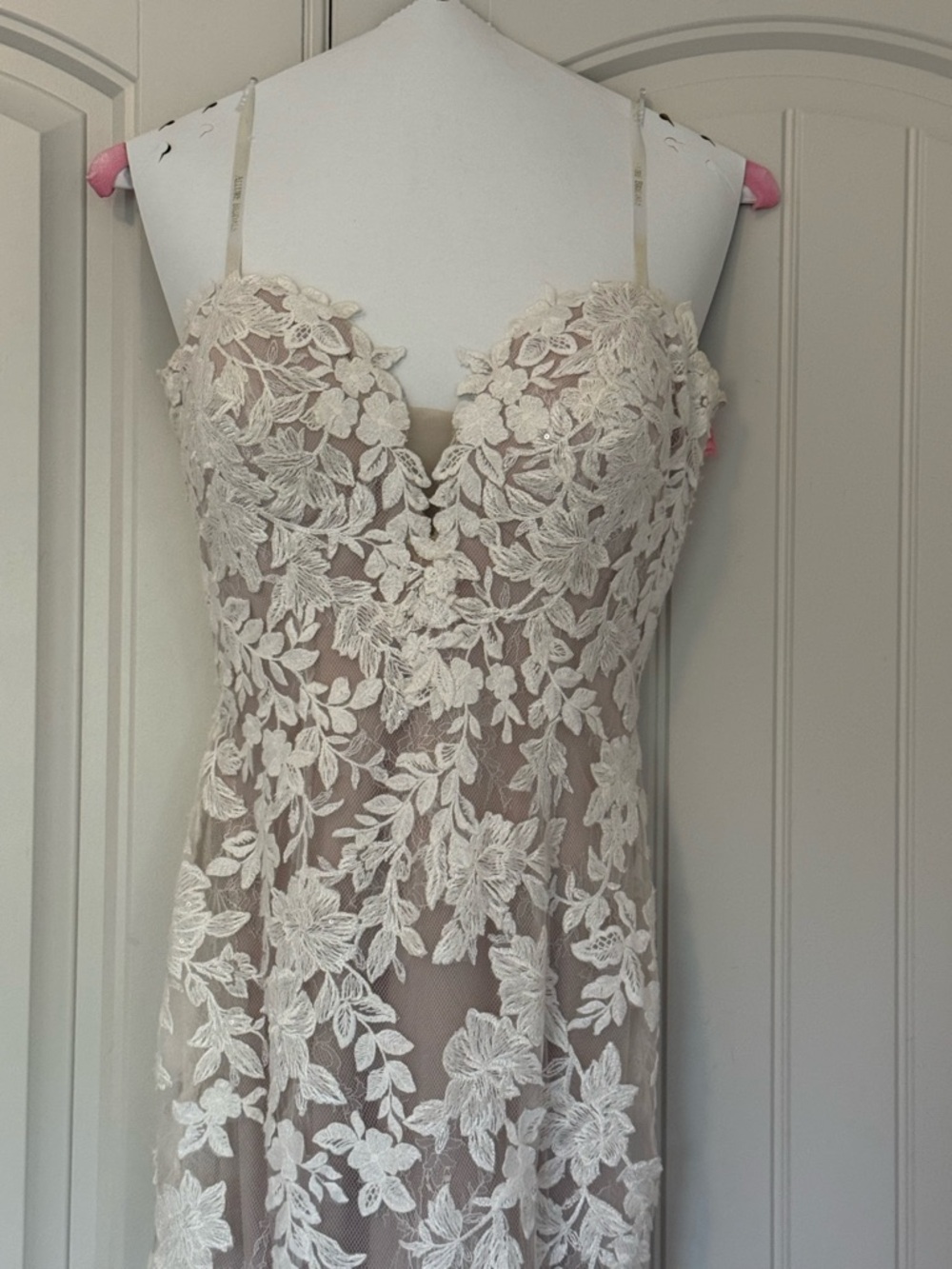 Allure Bridals Blush Sheath Dress with Floral Lace